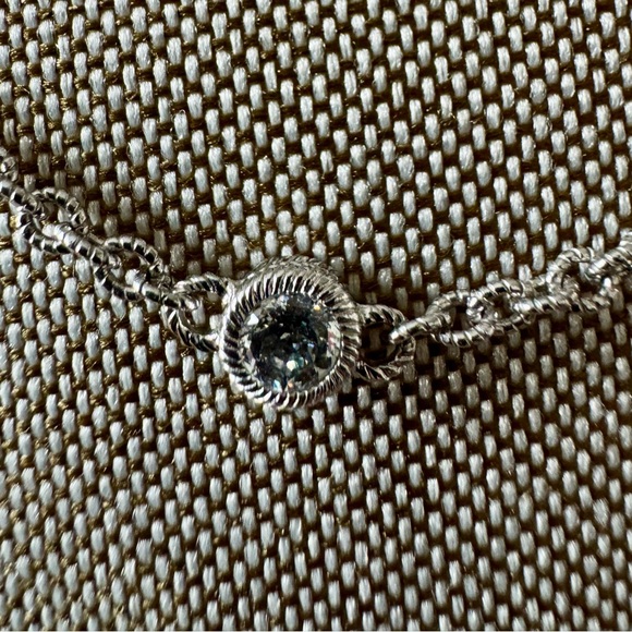 Judith Ripka Silver Necklace with 5 Crystal Accents 18” With 2” Extender - Picture 12 of 12